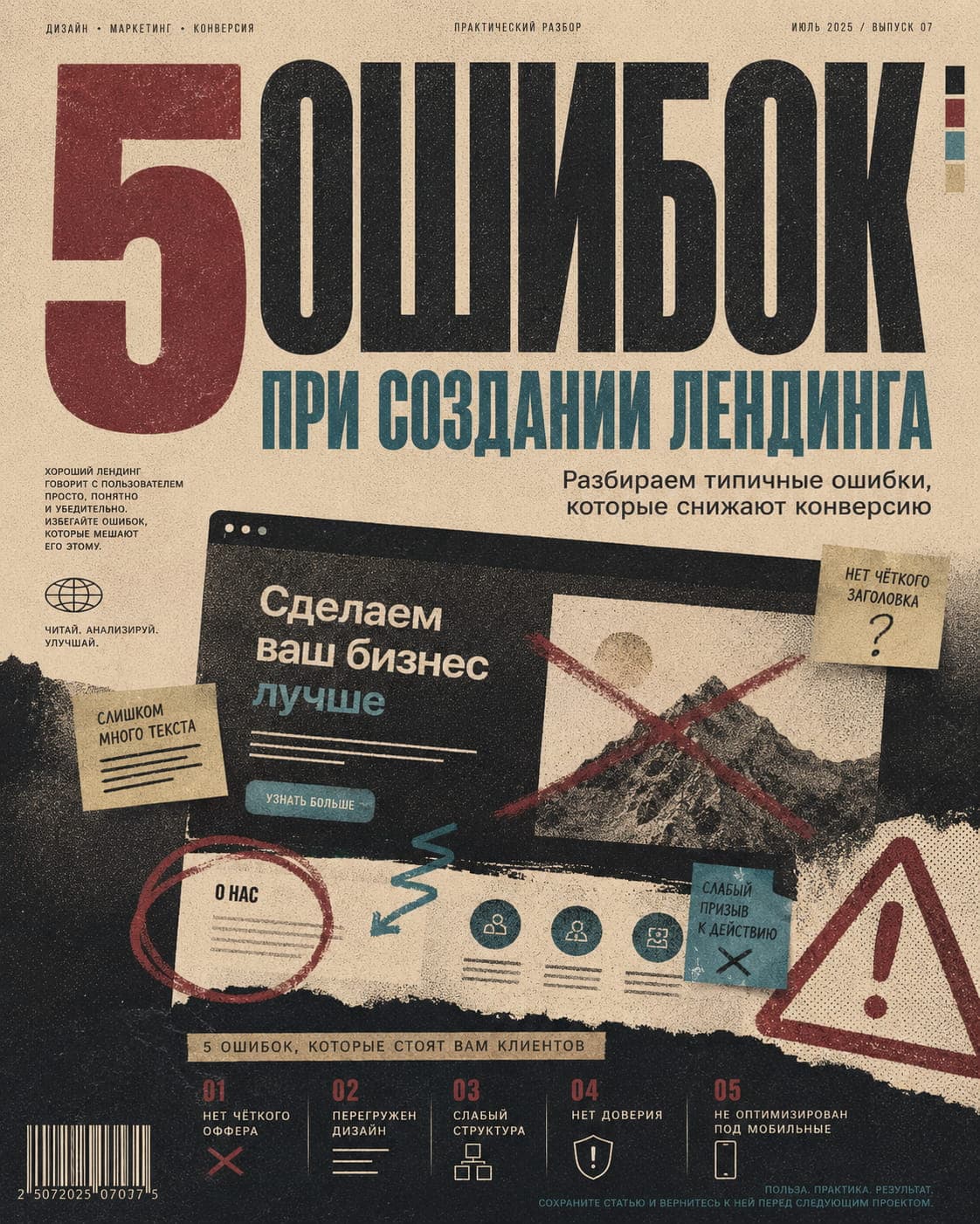 5 ошибок при создании лендинга, которые крадут вашу конверсию